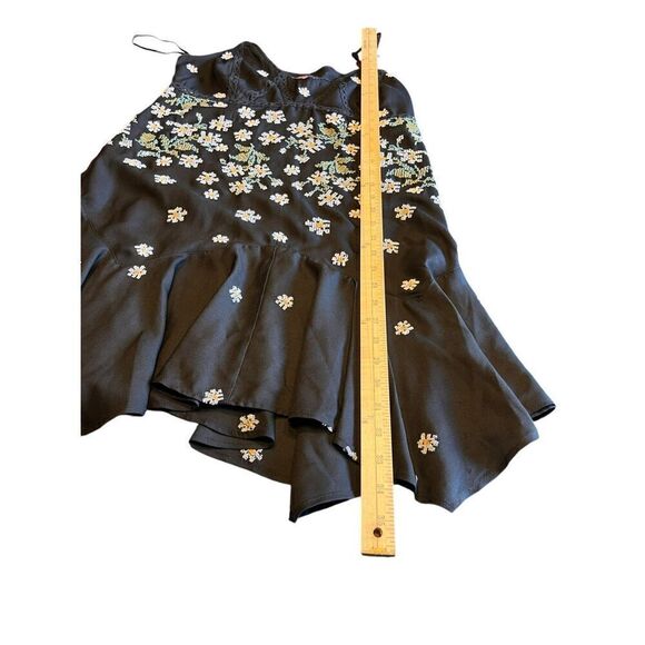 Urban Outfitters Sienna Embroidered Hanky Hem Mini Dress black Size Medium - Picture 7 of 10